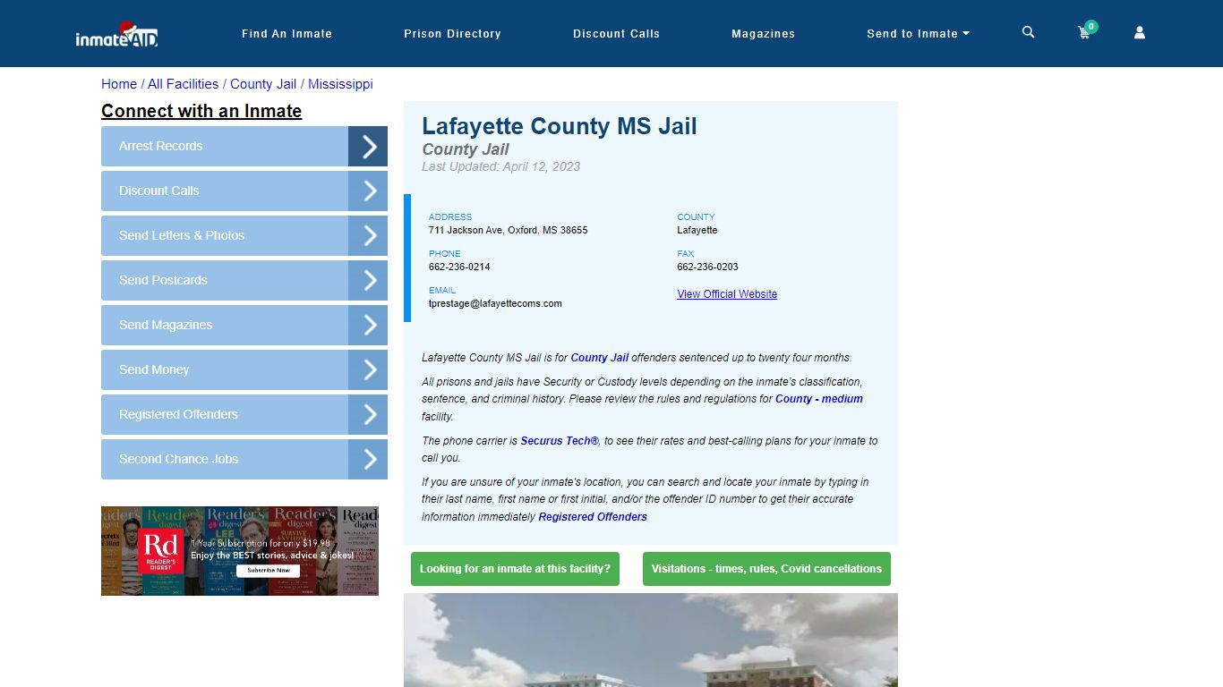 Lafayette County MS Jail - Inmate Locator - Oxford, MS