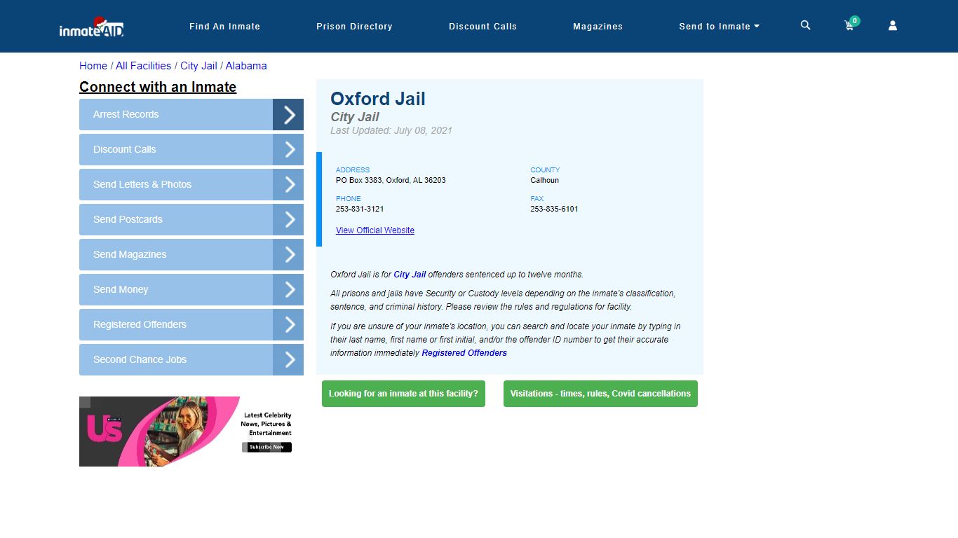 Oxford Jail | Inmate Locator