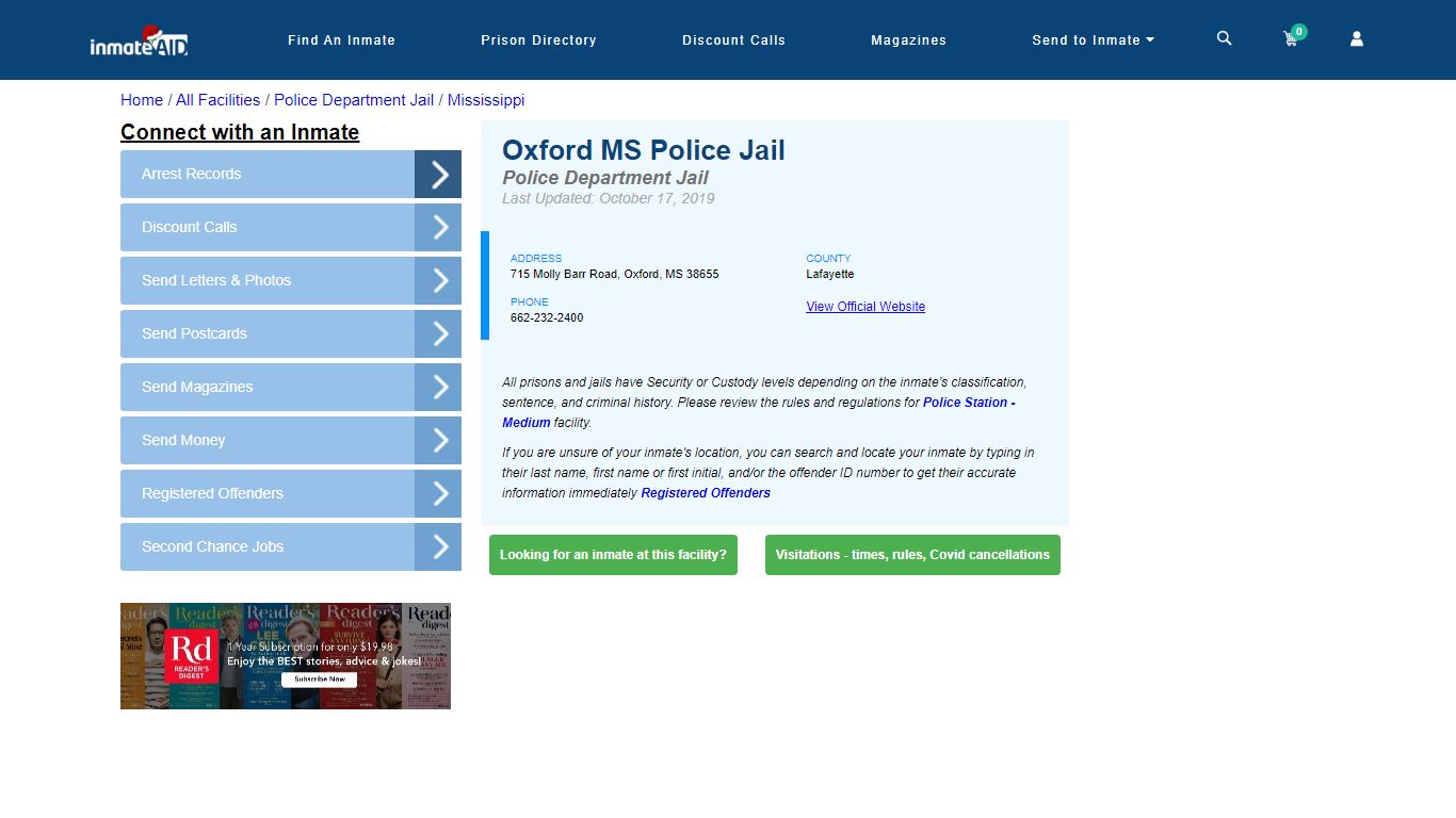 Oxford MS Police Jail & Inmate Search - Oxford, MS